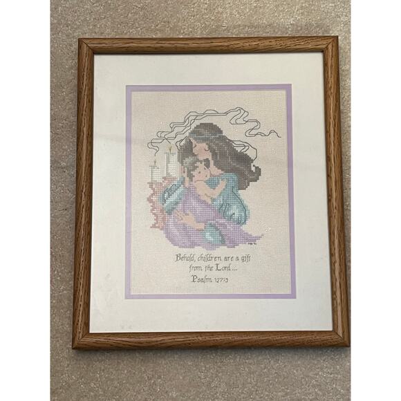 Mother & Child Completed Cross Stitch Country Craft Child of God - Picture 4 of 4